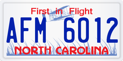 NC license plate AFM6012