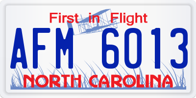 NC license plate AFM6013