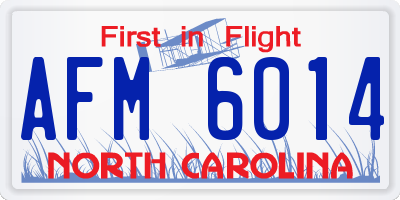 NC license plate AFM6014