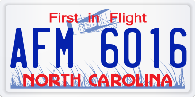 NC license plate AFM6016