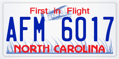 NC license plate AFM6017