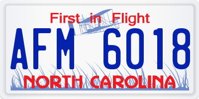 NC license plate AFM6018