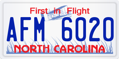 NC license plate AFM6020