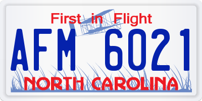 NC license plate AFM6021