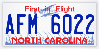 NC license plate AFM6022