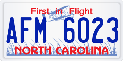 NC license plate AFM6023
