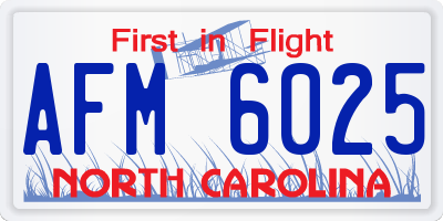 NC license plate AFM6025