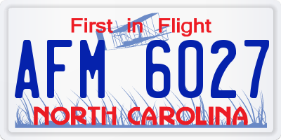 NC license plate AFM6027