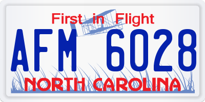 NC license plate AFM6028