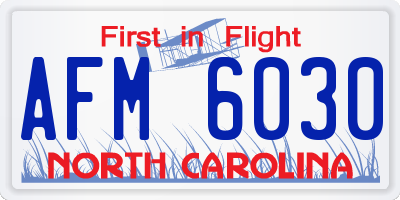 NC license plate AFM6030