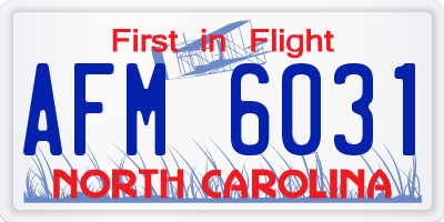 NC license plate AFM6031