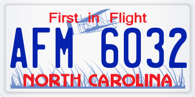 NC license plate AFM6032