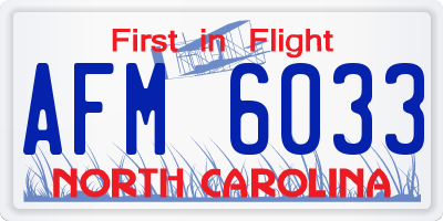 NC license plate AFM6033