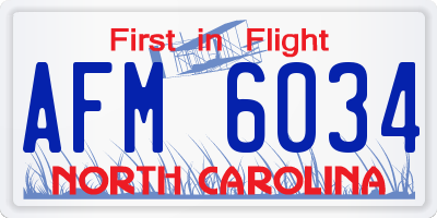 NC license plate AFM6034