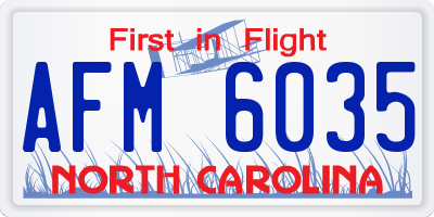 NC license plate AFM6035
