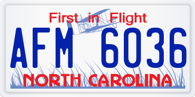 NC license plate AFM6036