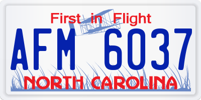 NC license plate AFM6037