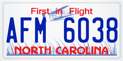 NC license plate AFM6038