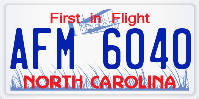 NC license plate AFM6040
