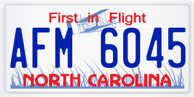NC license plate AFM6045