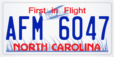 NC license plate AFM6047