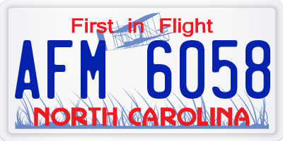 NC license plate AFM6058
