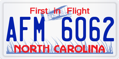 NC license plate AFM6062