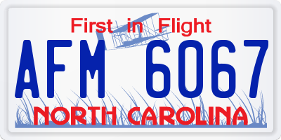 NC license plate AFM6067
