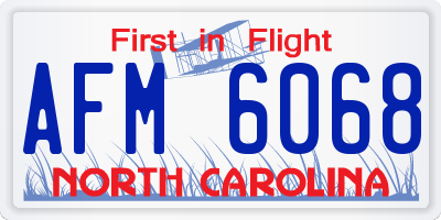 NC license plate AFM6068