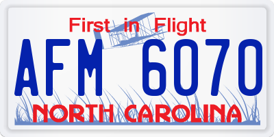 NC license plate AFM6070