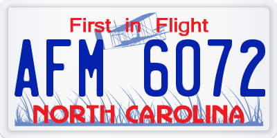 NC license plate AFM6072