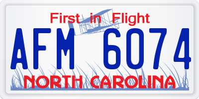NC license plate AFM6074