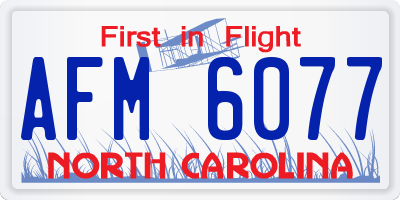 NC license plate AFM6077