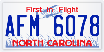 NC license plate AFM6078