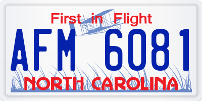 NC license plate AFM6081