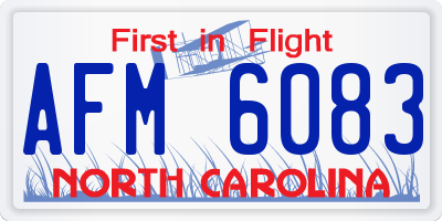NC license plate AFM6083