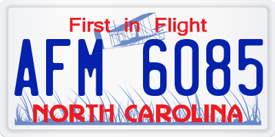 NC license plate AFM6085