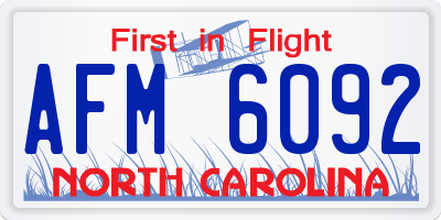 NC license plate AFM6092