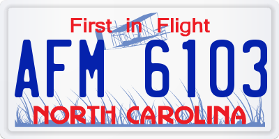 NC license plate AFM6103