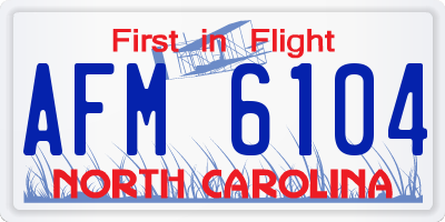 NC license plate AFM6104