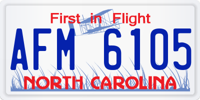 NC license plate AFM6105