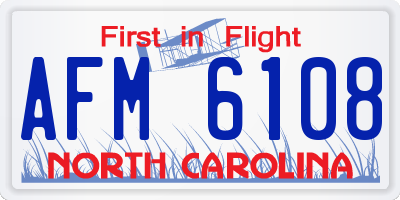 NC license plate AFM6108