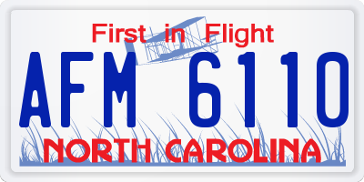 NC license plate AFM6110