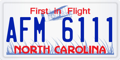 NC license plate AFM6111