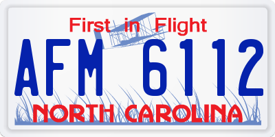 NC license plate AFM6112