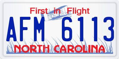 NC license plate AFM6113