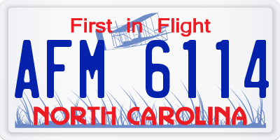 NC license plate AFM6114