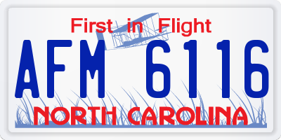 NC license plate AFM6116