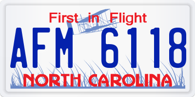NC license plate AFM6118
