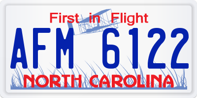 NC license plate AFM6122